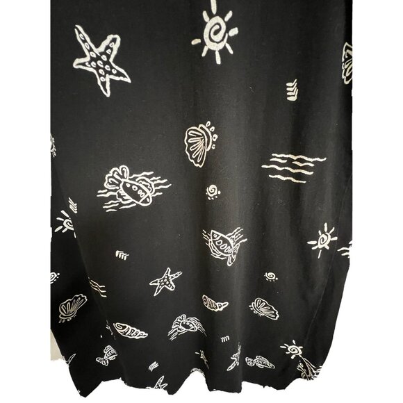 Vintage 90s VIVA CITY USA Knit Black Nautical Summer Shift Dress Size L Unhemmed - Picture 10 of 12